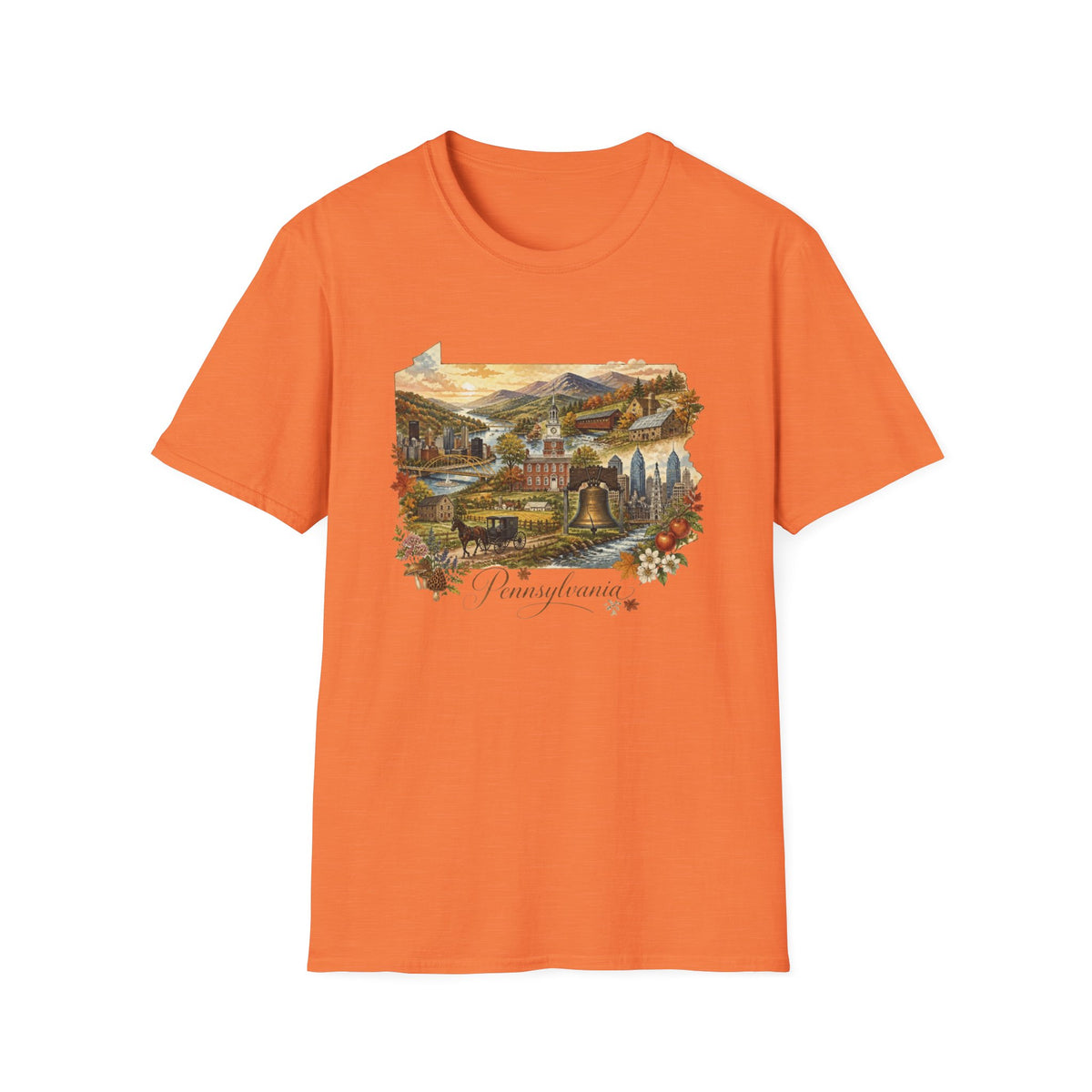 Pennsylvania State Travel Tourist Graphic Design Unisex 100 Cotton Gildan T-Shirt