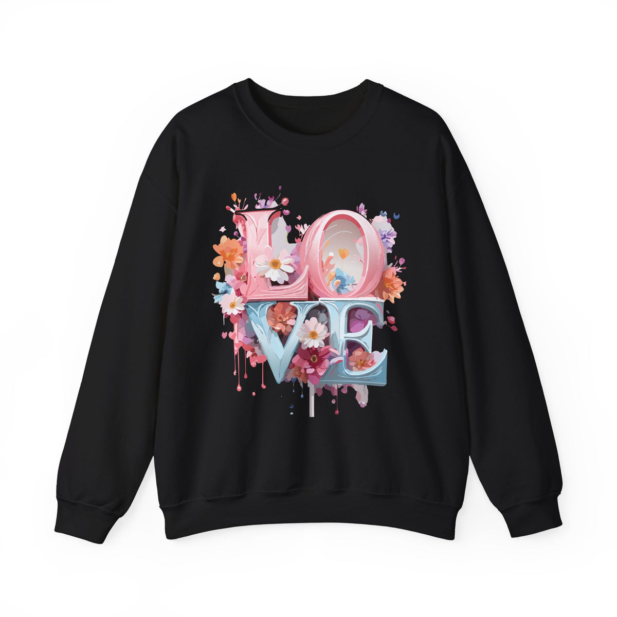 Floral Love Graphic Valentine's Day Sweatshirt Unisex 50/50 Cotton-Poly Sweatshirt w49