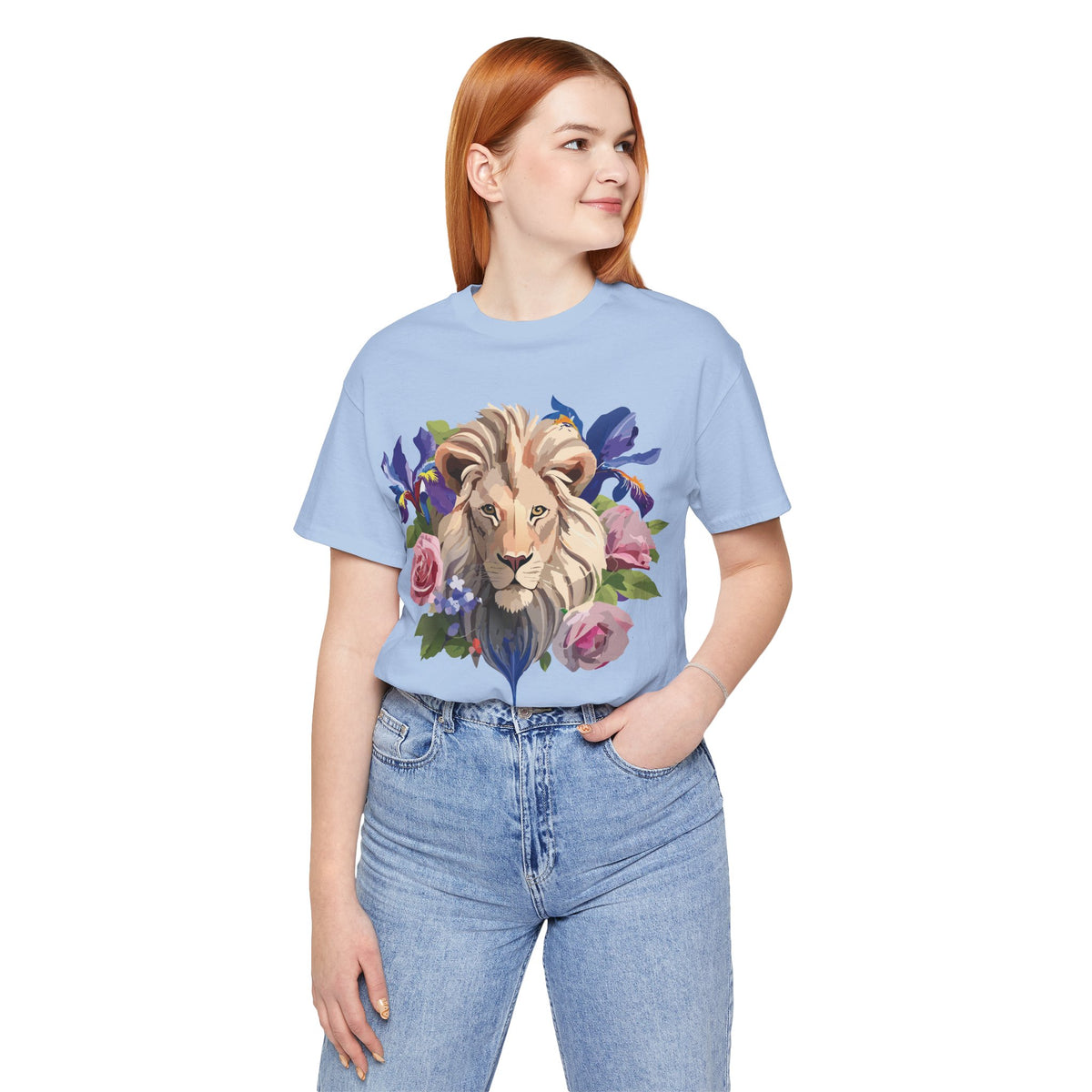 Lion Graphic Unisex Cotton Bella+Canvas Tee with Art Animal Design e319