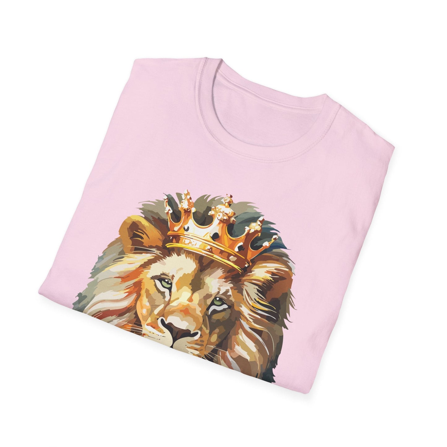 Unisex Lion Print T Shirt Softstyle 64000 One Hundred Percent Ring Spun Cotton