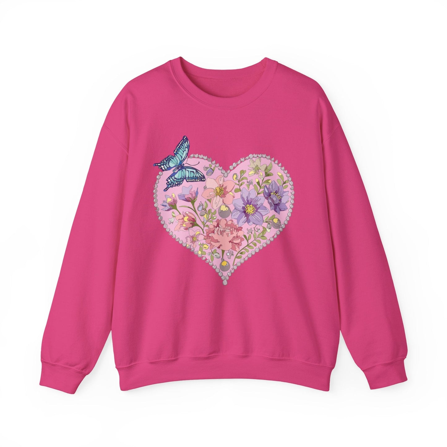 Floral Heart Sweatshirt Valentines Day Unisex Crewneck Cozy Comfort For Cold Weather
