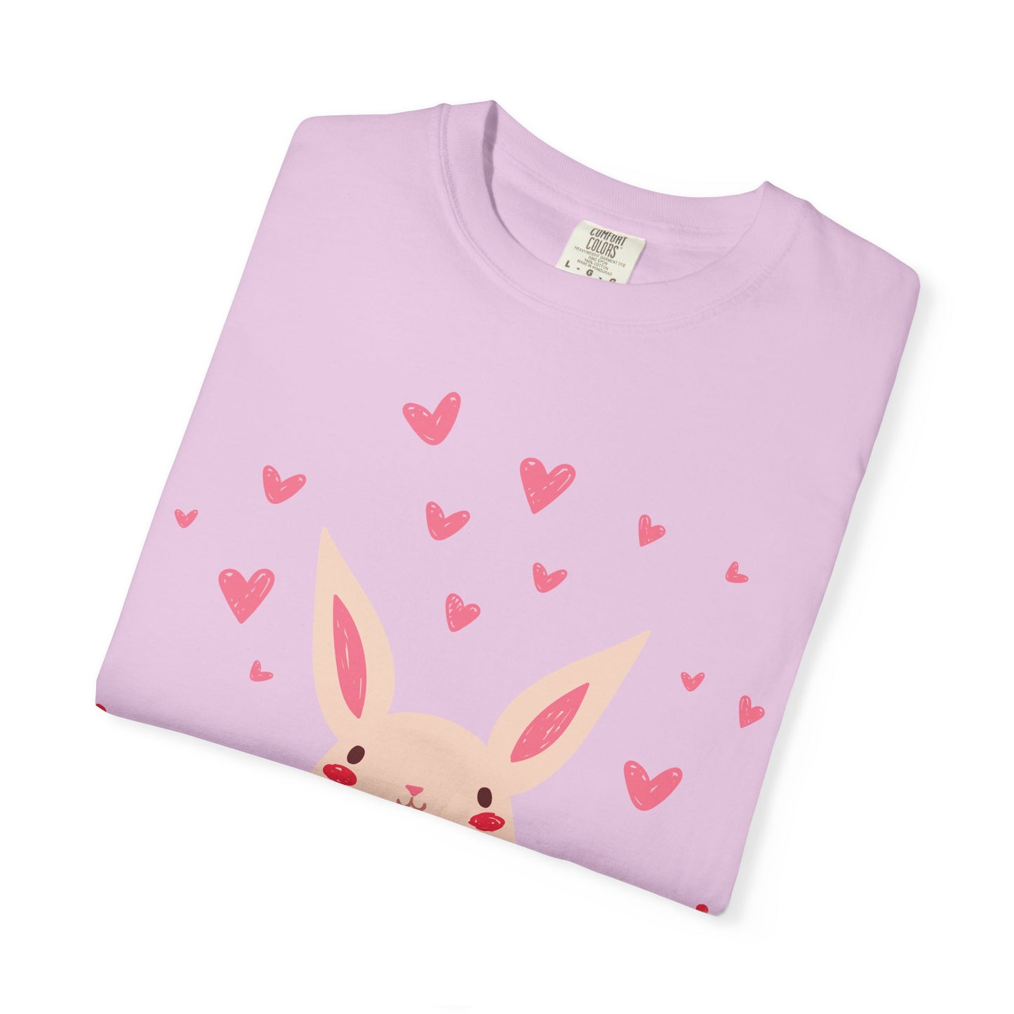 Easter Bunny Heart T-Shirt, Tee Shirt with Easter Signature, T Shirt with Easter Prints, Tee Shirt with Easter Design