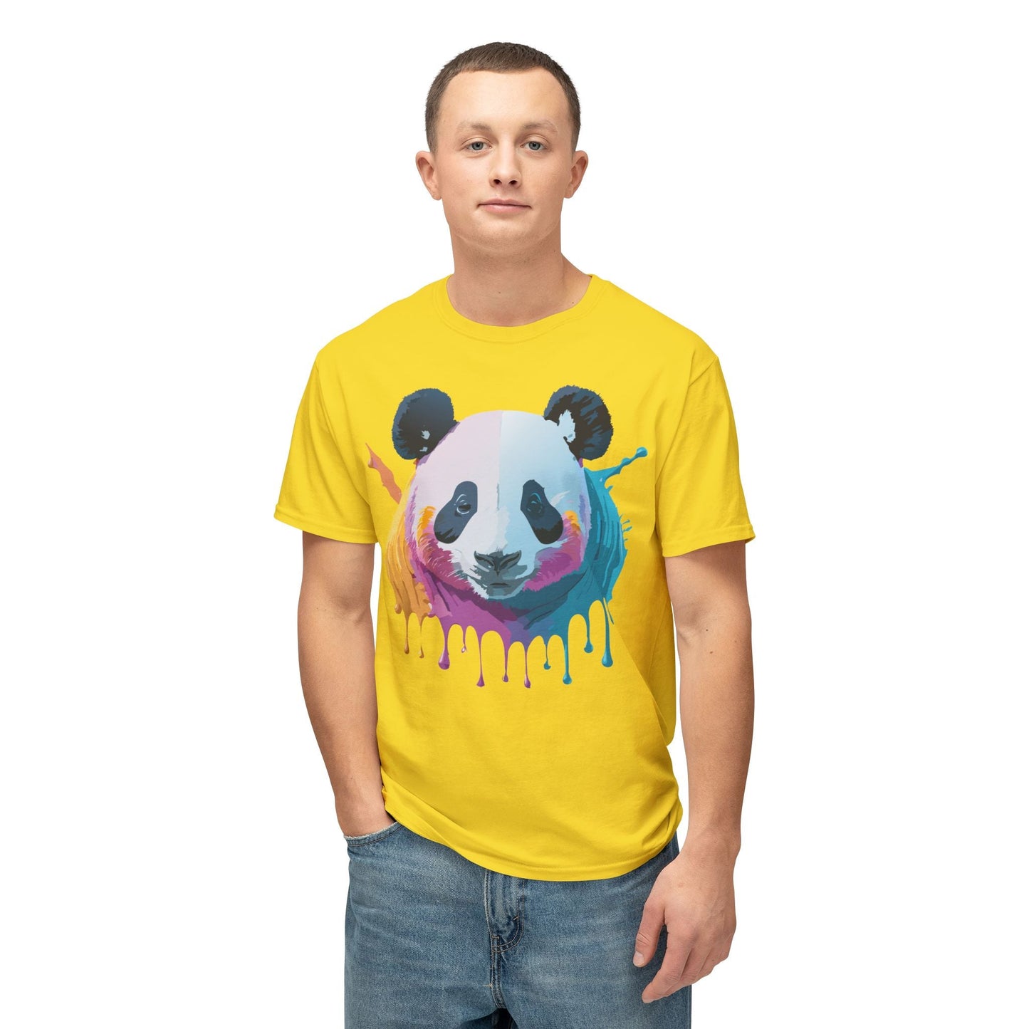 Unisex Panda Art Tee With Floral Print Premium Vintage Style HD Cotton Shirt Comfortable