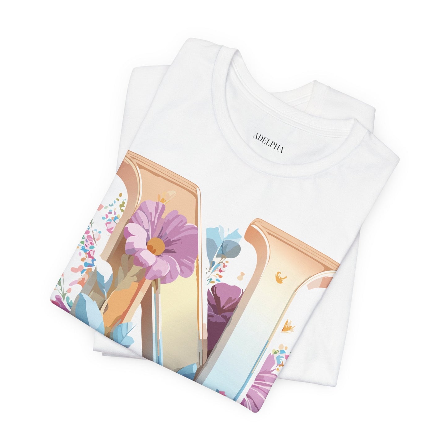 Letter N Shirt Graphic Tee Unisex Jersey Short Sleeve Vintage Style Adelpha Art Design