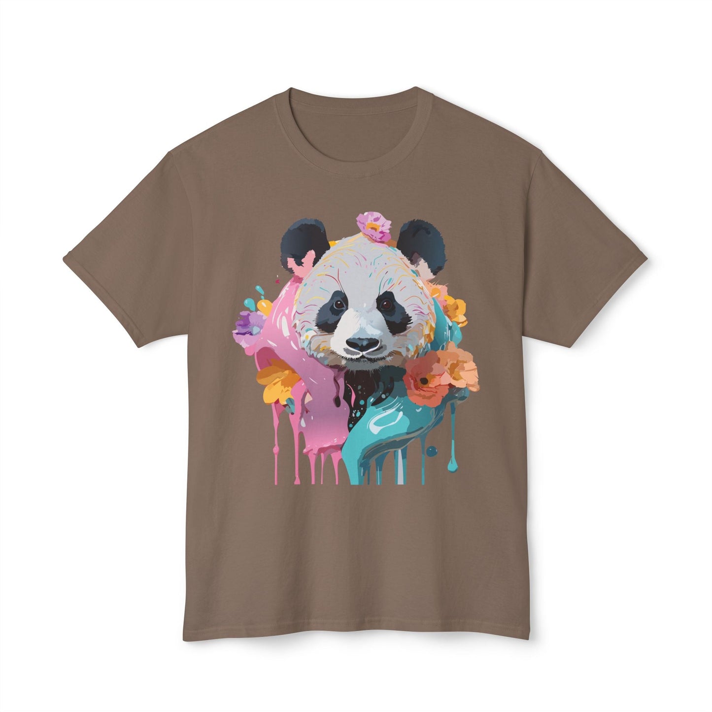 Panda T Shirt Unisex HD Cotton Tee With Panda Art Print Vintage Floral Design Printed In USA