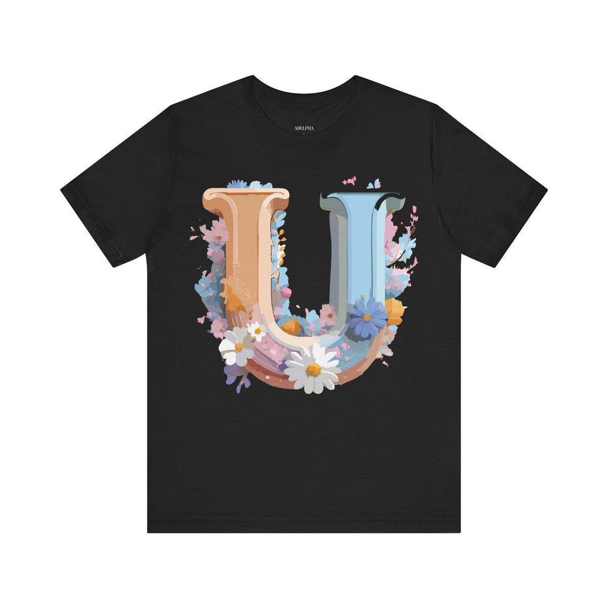 Letter U Graphic Unisex Cotton Bella+Canvas Tee with Art Letter Design