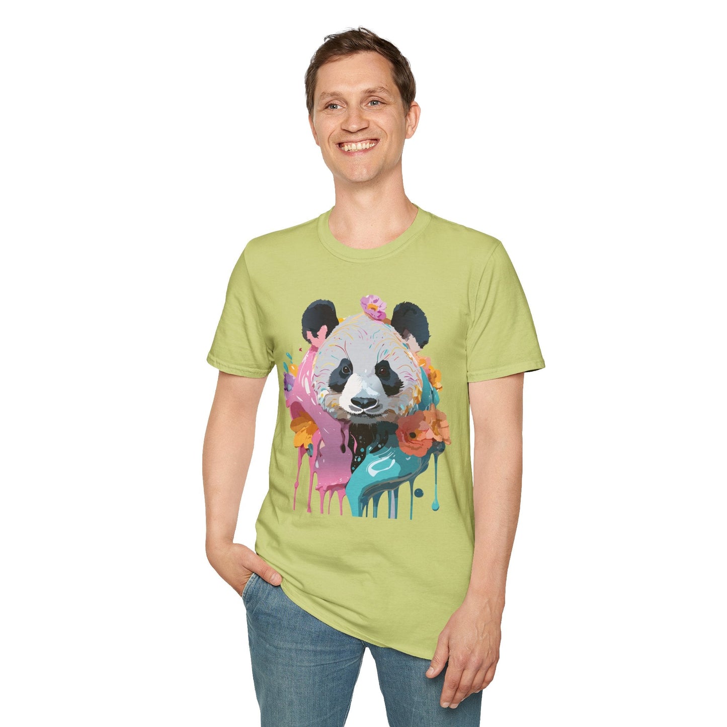 Gildan Softstyle Panda Shirt Unisex T Shirt With Panda Animal Design 100 Percent Cotton Tee