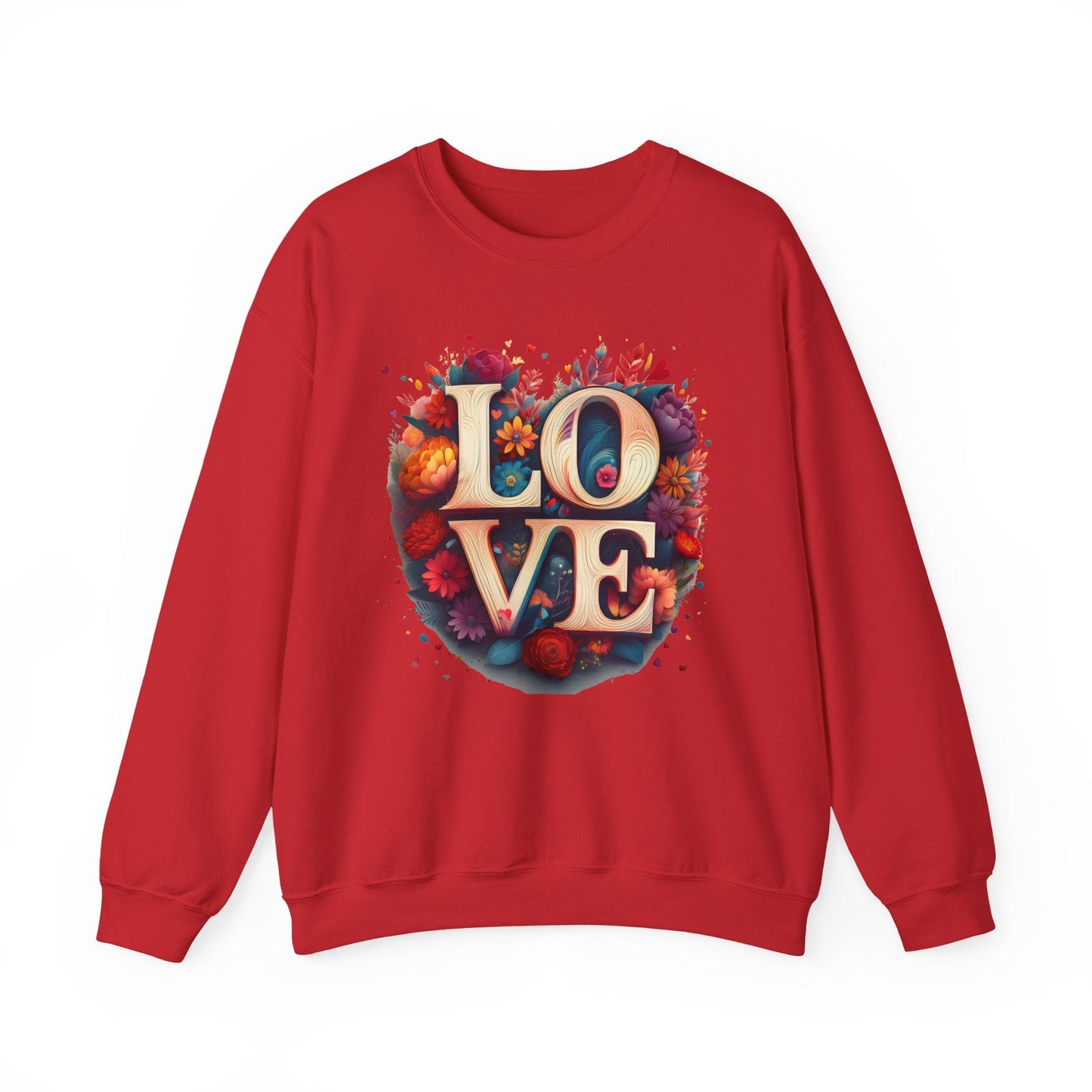 Floral Love Sweatshirt Unisex Valentines Day Gift Love Flower Crewneck Sweatshirt