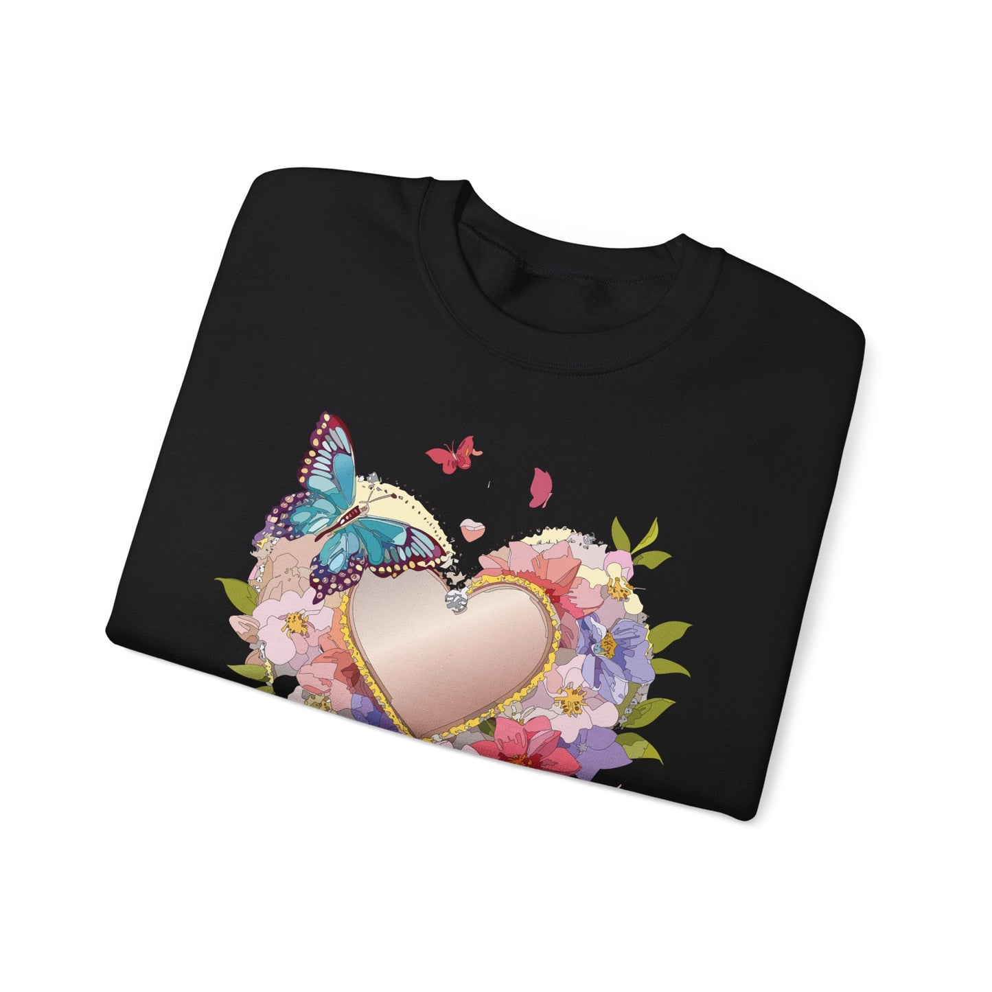Unisex Floral Heart Sweatshirt Floral Love Sweatshirt Valentines Day Sweatshirt Heart Floral Design