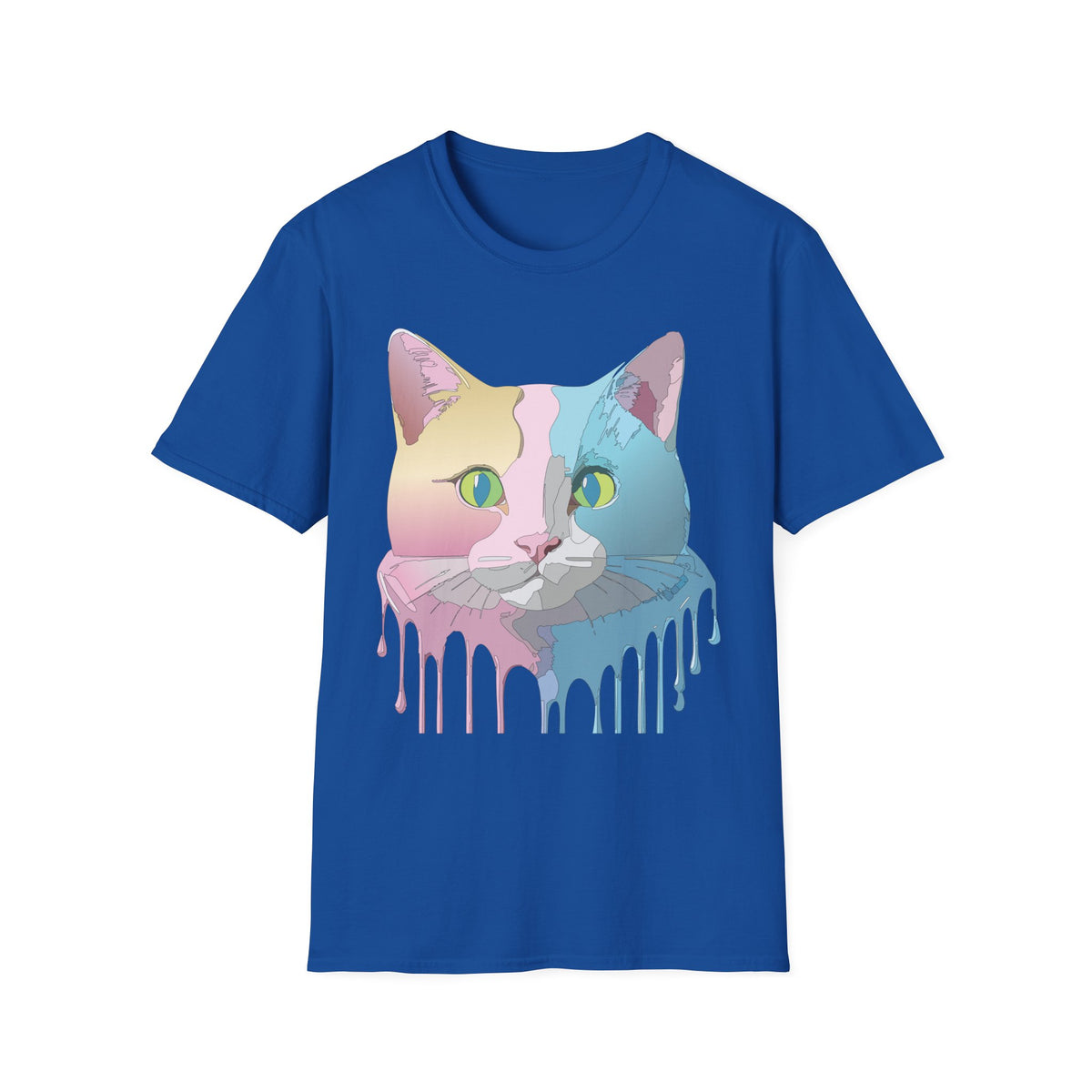 Pastel Pop Art Cat T-Shirt | Colorblock Kitty Face