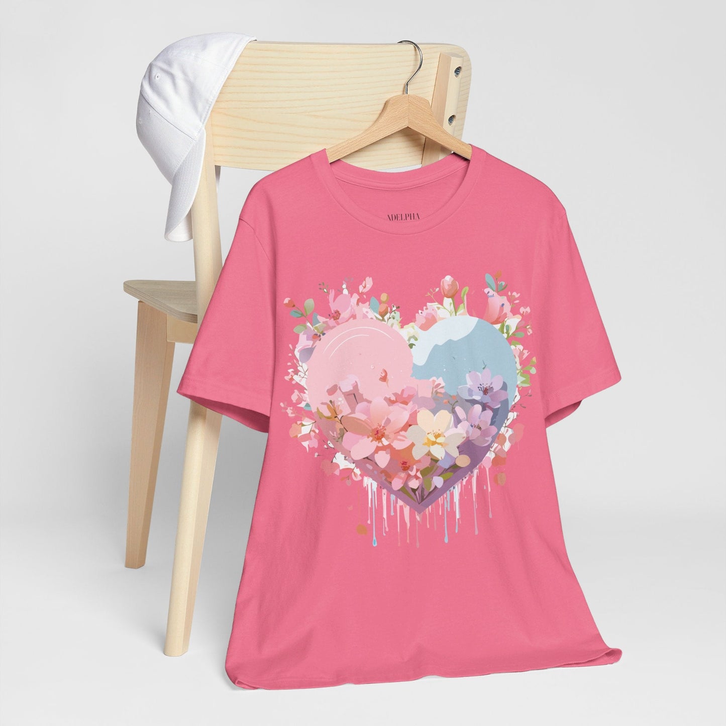 Valentine Day Graphic Unisex 100 Cotton Vintage Artwork with Love and Flower Design Tee 31