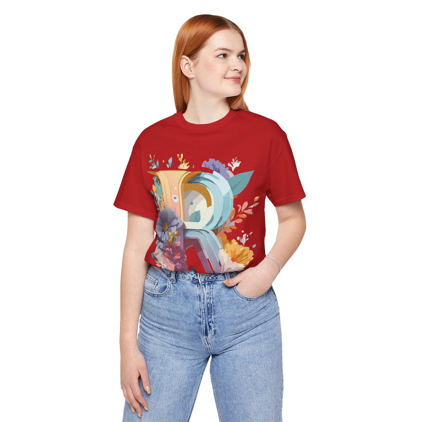 Letter R Graphic Tee Unisex Short Sleeve Vintage Inspired Shirt By Adelpha Art Design Tee