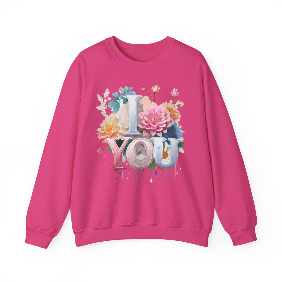 Floral Love Graphic Valentine's Day Sweatshirt Unisex 50/50 Cotton-Poly Sweatshirt w58