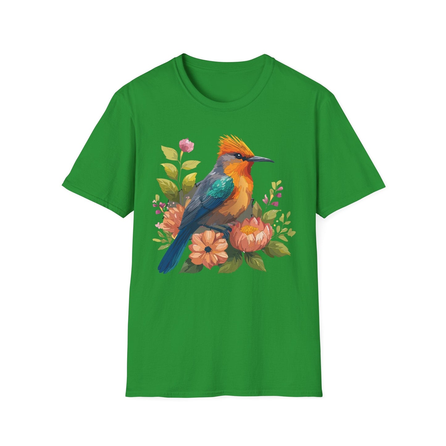 Floral Bird T Shirt For Unisex Wear Gildan Softstyle 64000 100 Percent Cotton Tee