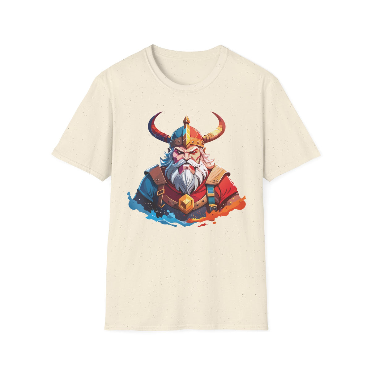 Viking Warrior Illustration T-Shirt | Horned Helmet Norse Art