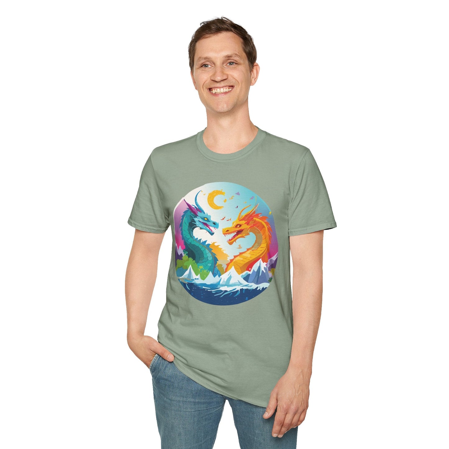 Dragon Graphic Unisex Cotton Softstyle Art Design Tee With Animals 29