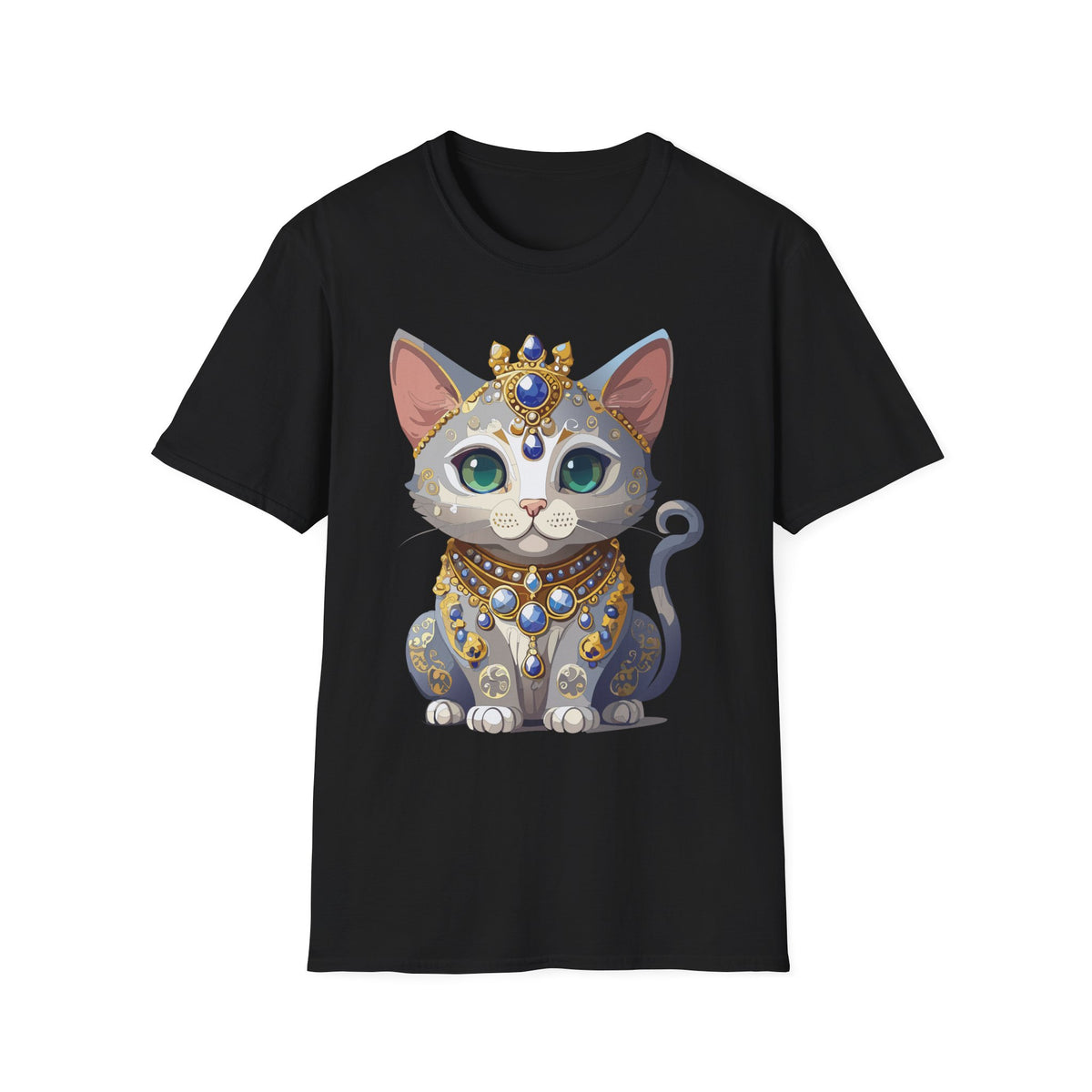 Jeweled Royal Cat T-Shirt | Gemstone Crown Kitty