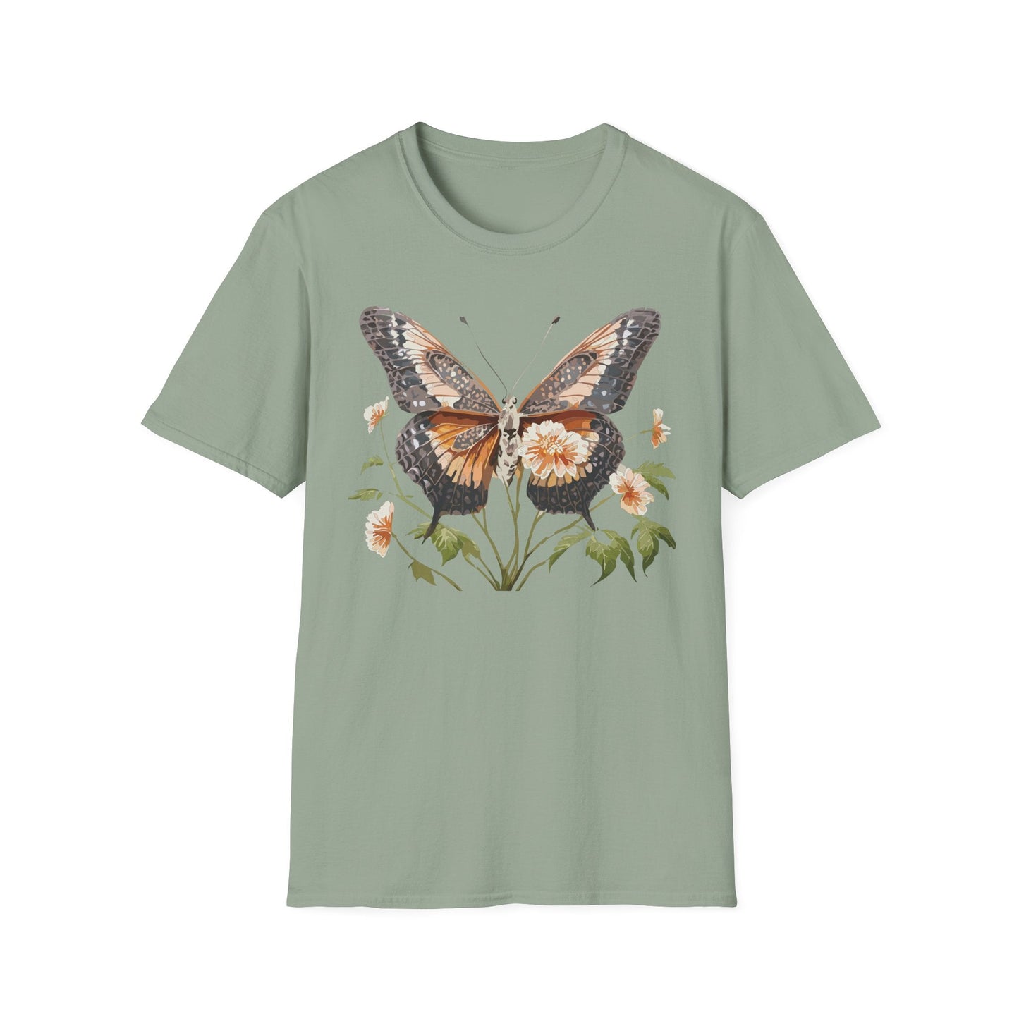 Butterfly T Shirt Unisex Softstyle Gildan 64000 Cotton Tee Monarch Print Comfort