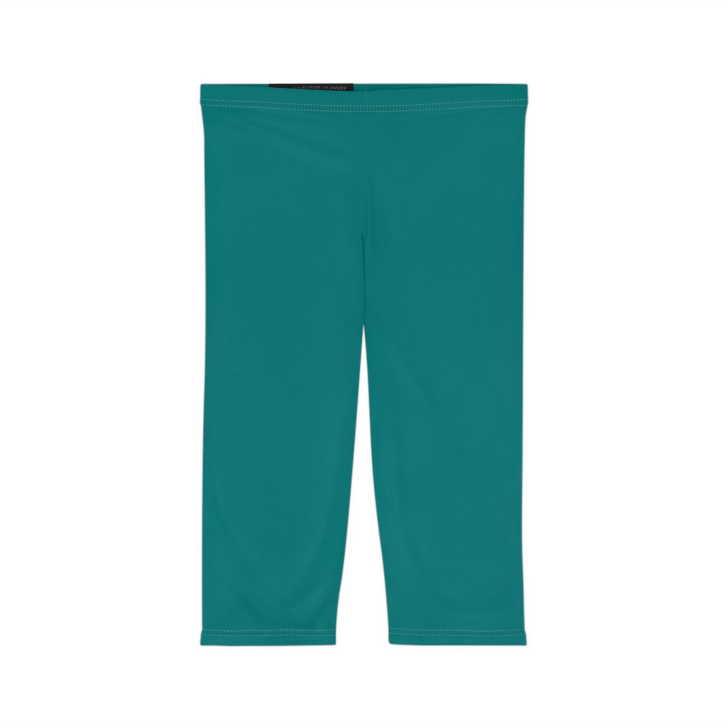 True Teal Color Women's Brushed Suede Poly Span Casual Capri Leggings XS-2XL