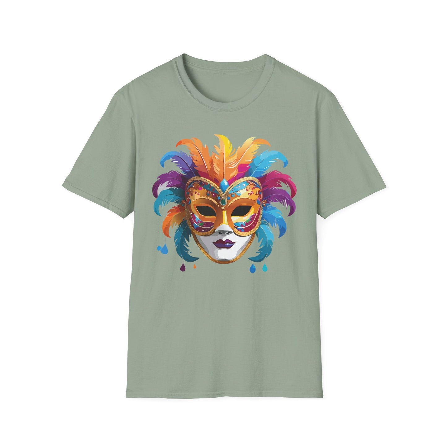 Mask Tee Shirt Unisex Masquerade Design Art Graphic Gildan Softstyle 64000 Cotton Tee