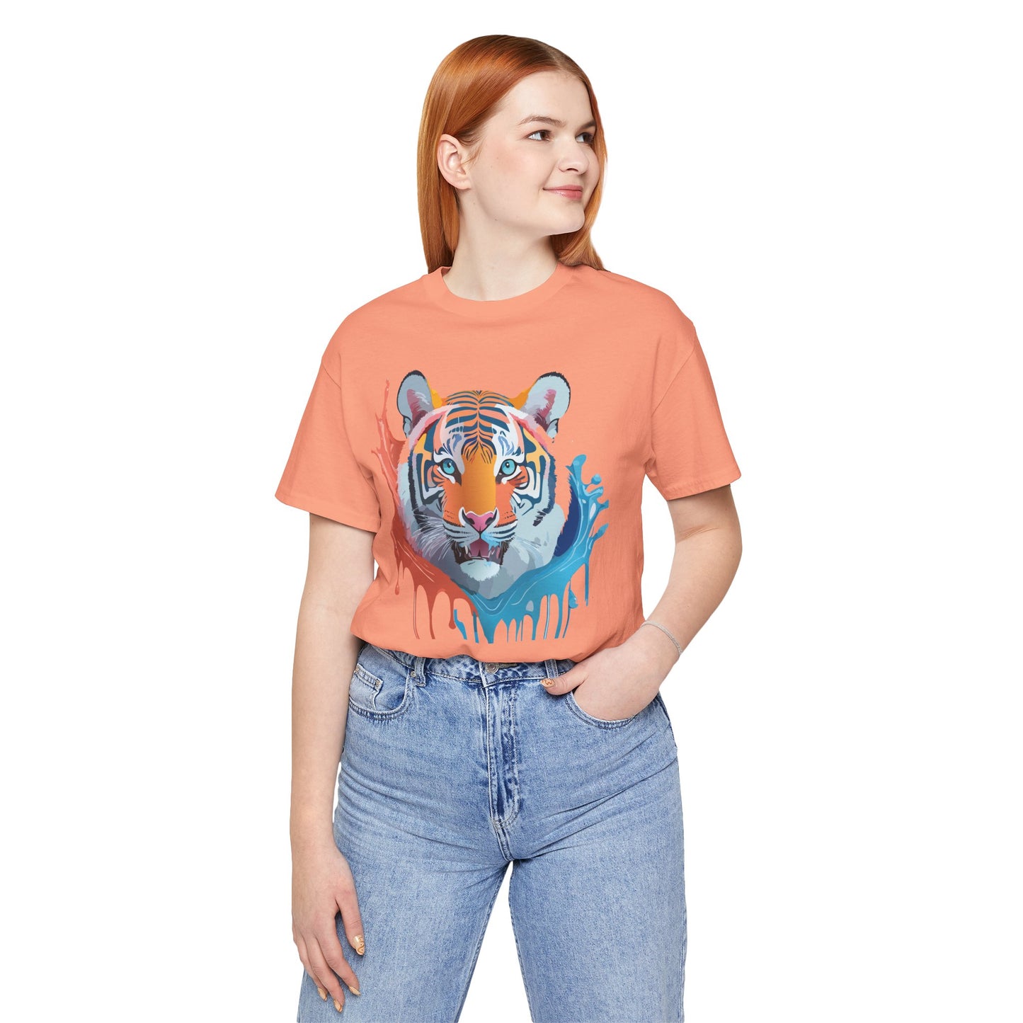 Unisex Tiger Tee, Animal Shirt, Tee Shirt with Tiger, Art T-Shirt, Animal Tees, Big Cat Shirt, Art Design T-Shirt 5