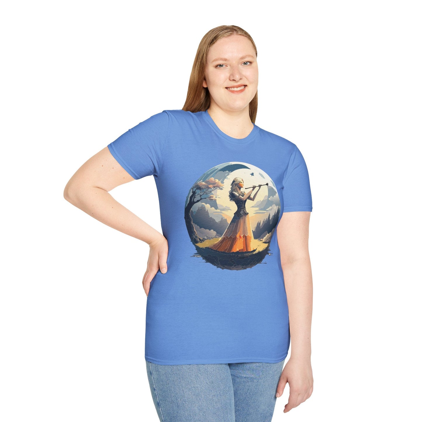 Unisex Softstyle Graphic T Shirt 100 Percent Ring Spun Cotton Art Design Tee For Women