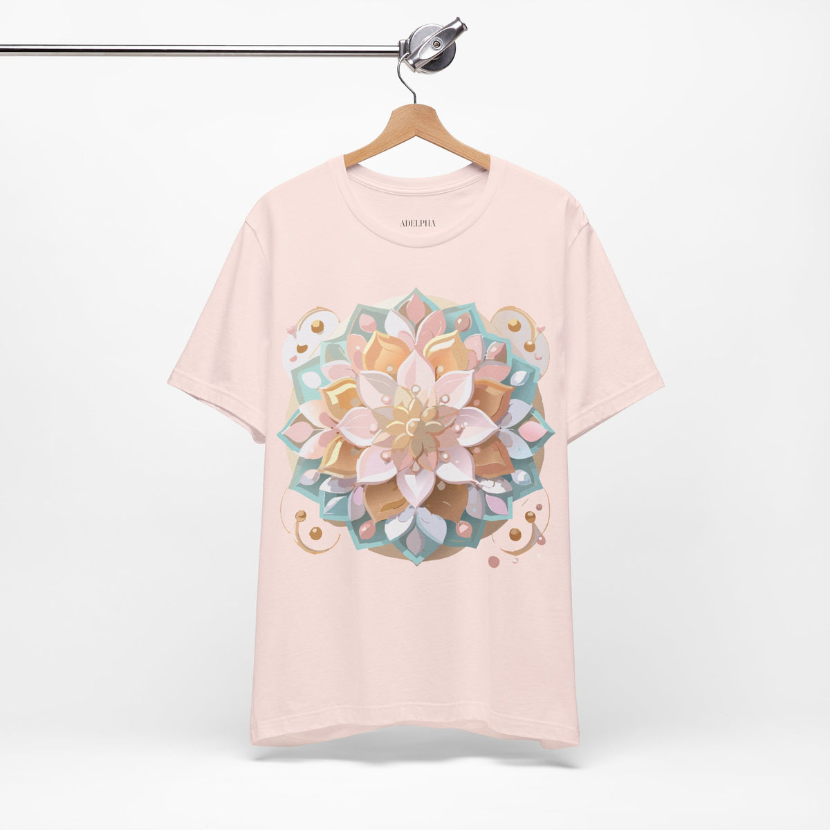 Mandala Graphic Unisex Cotton Bella+Canvas Tee with Floral Art Design d19