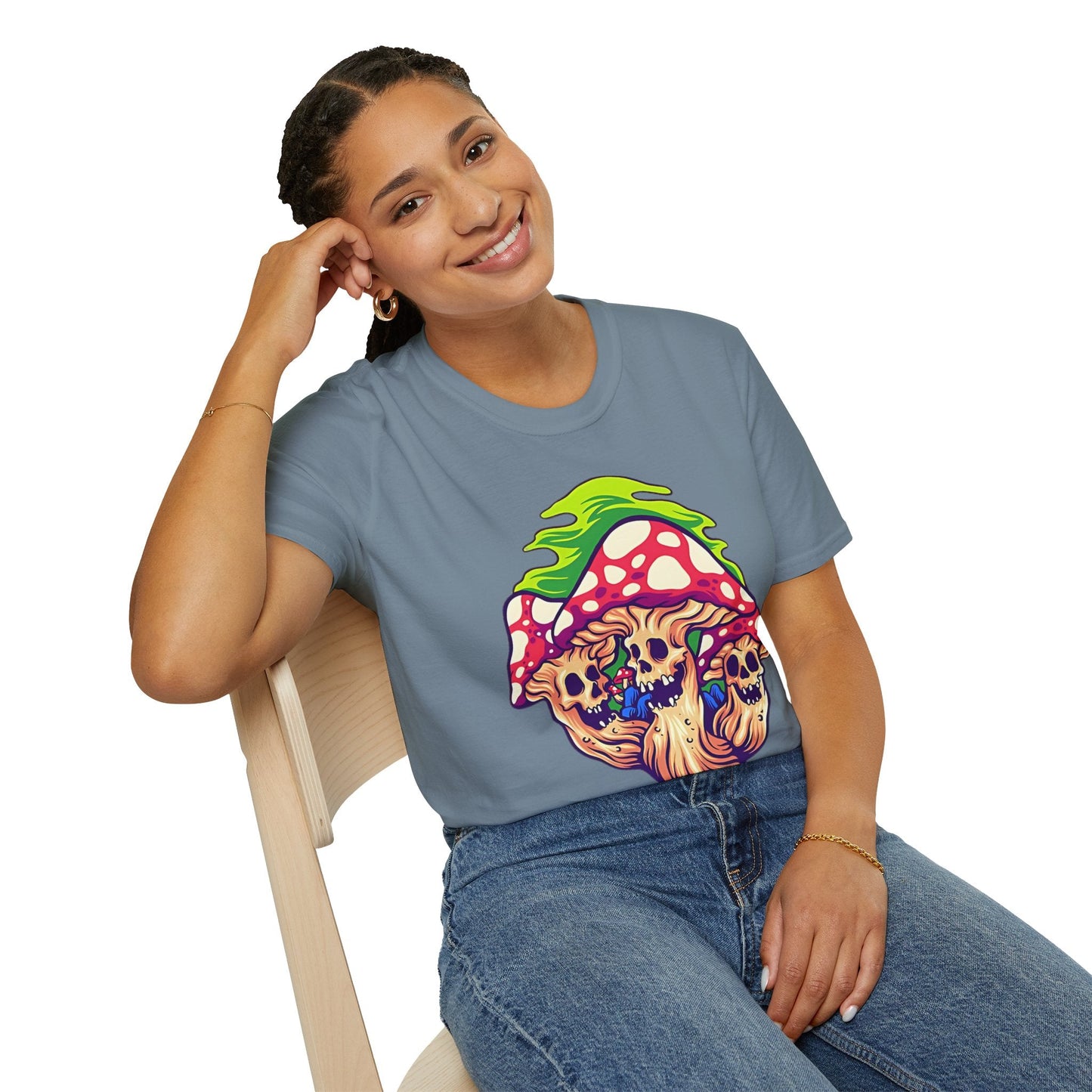 Funny Mashroom Graphic Unisex Softstyle Cotton With Cartoon Illustration Design 29