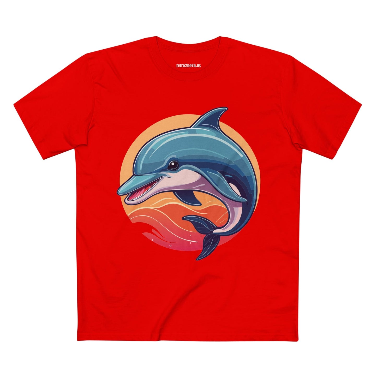 Unisex Dolphin Shirt With Original Art Design Retro2Nova Premium Cotton Tee For Everyday Comfort And Style