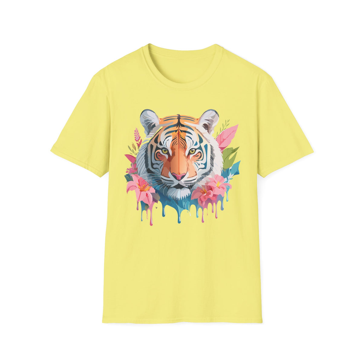 Watercolor Tiger Face T-Shirt | Floral Jungle Animal Tee