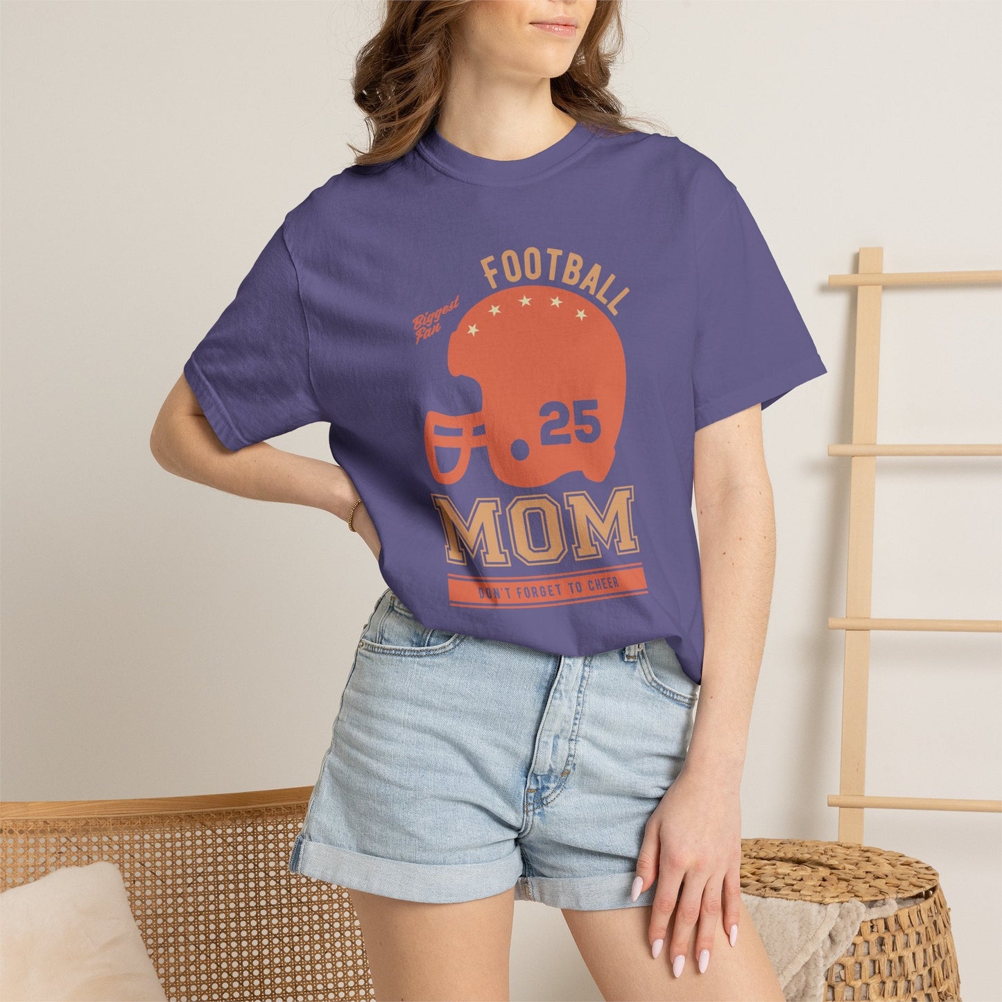 Football Mom T-shirt Mother's Day Mama Tee Unisex Comfort Colors Garment-Dyed Cotton h43
