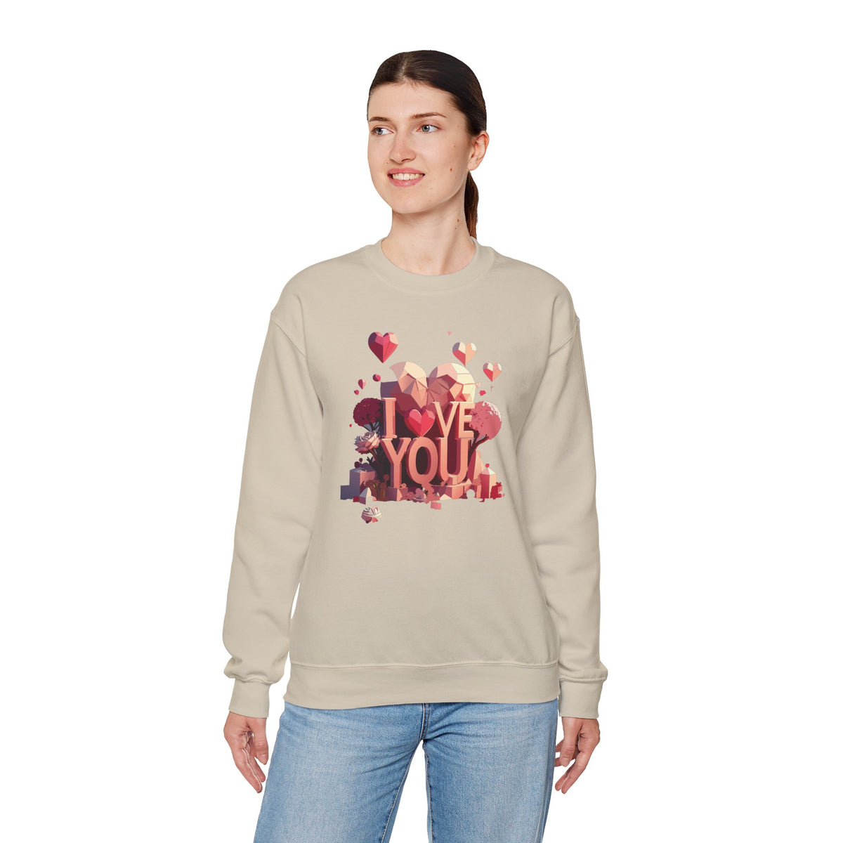 Unisex Big Heart Love Sweatshirt, Love Heart Sweatshirt, Floral Love Sweatshirt, 50/50 Cotton-Poly Valentine's Day Sweatshirt 10