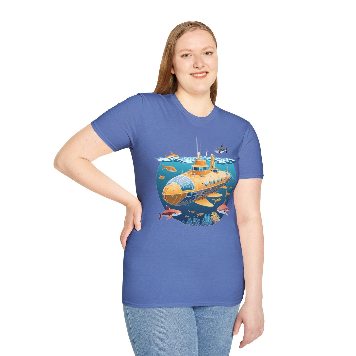 Ocean Themed Unisex Softstyle T Shirt 100 Percent Ring Spun Cotton U Boat Design Tee Everyday