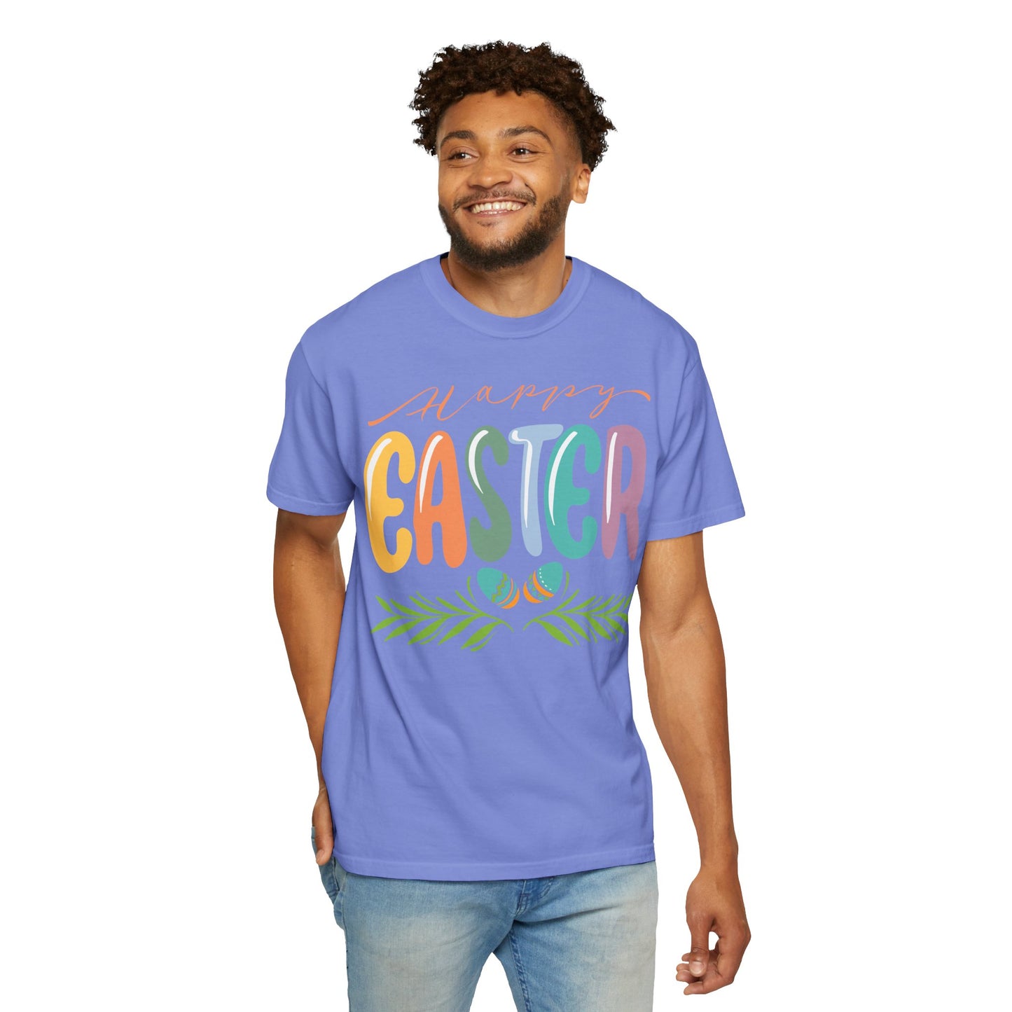 Happy Easter T-Shirt, Tee Shirt with Easter Signature, T Shirt with Easter Prints, Tee Shirt with Easter Design