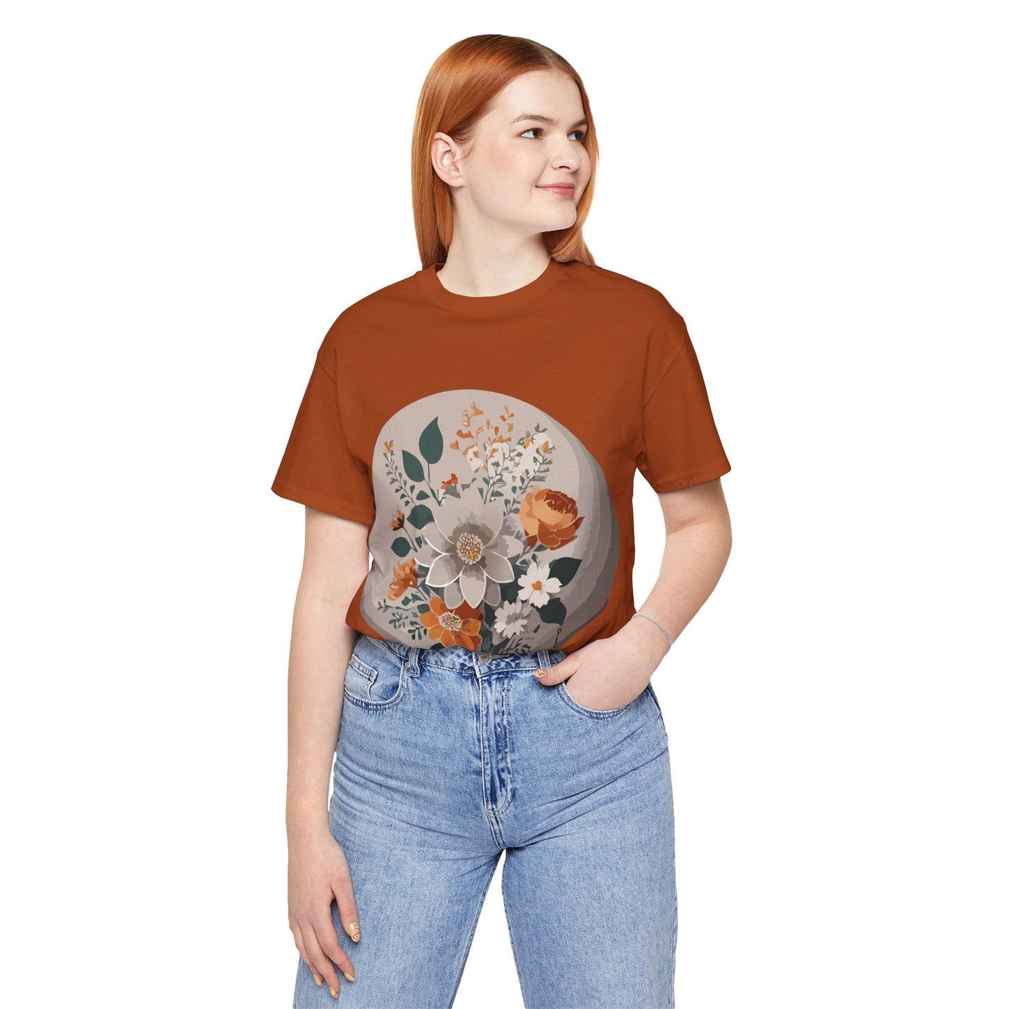 Retro2Nova Floral Shirt Unisex Short Sleeve Tee Lightweight Breathable Cotton Blend Jersey