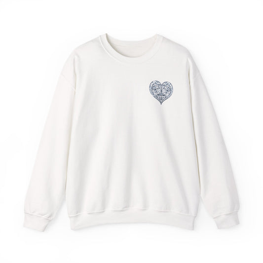 Crystal Heart Sweatshirt Unisex Fifty Fifty Cotton Poly Valentine Day Crewneck Gildan 18000