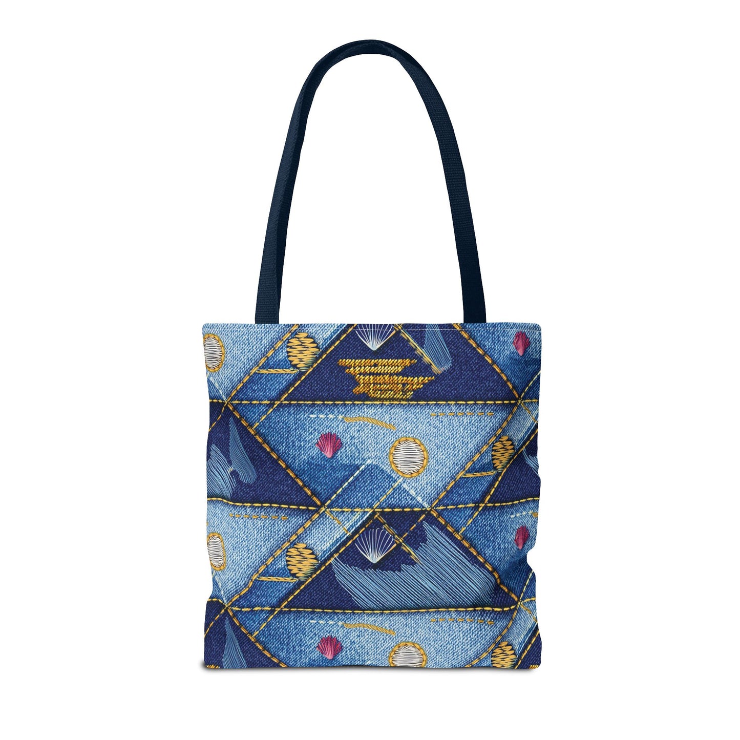 Denim Fabric Imitation Print Unisex Canvas Bag Poly Spun 3 Sizes Tote Bag 182-23