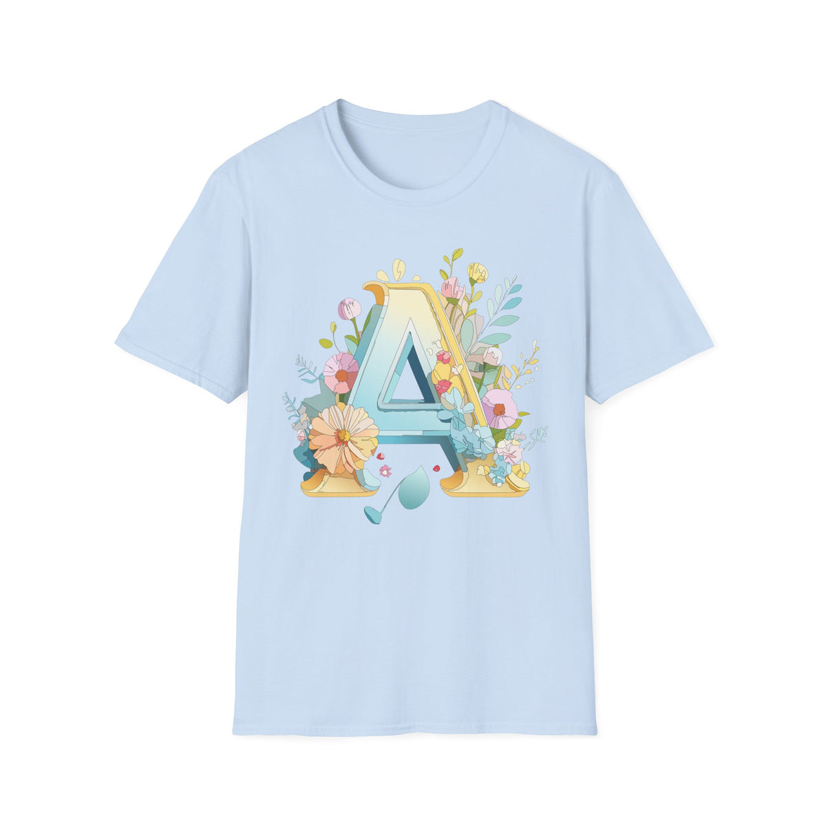 Floral Letter A T-Shirt | Monogram Initial Tee