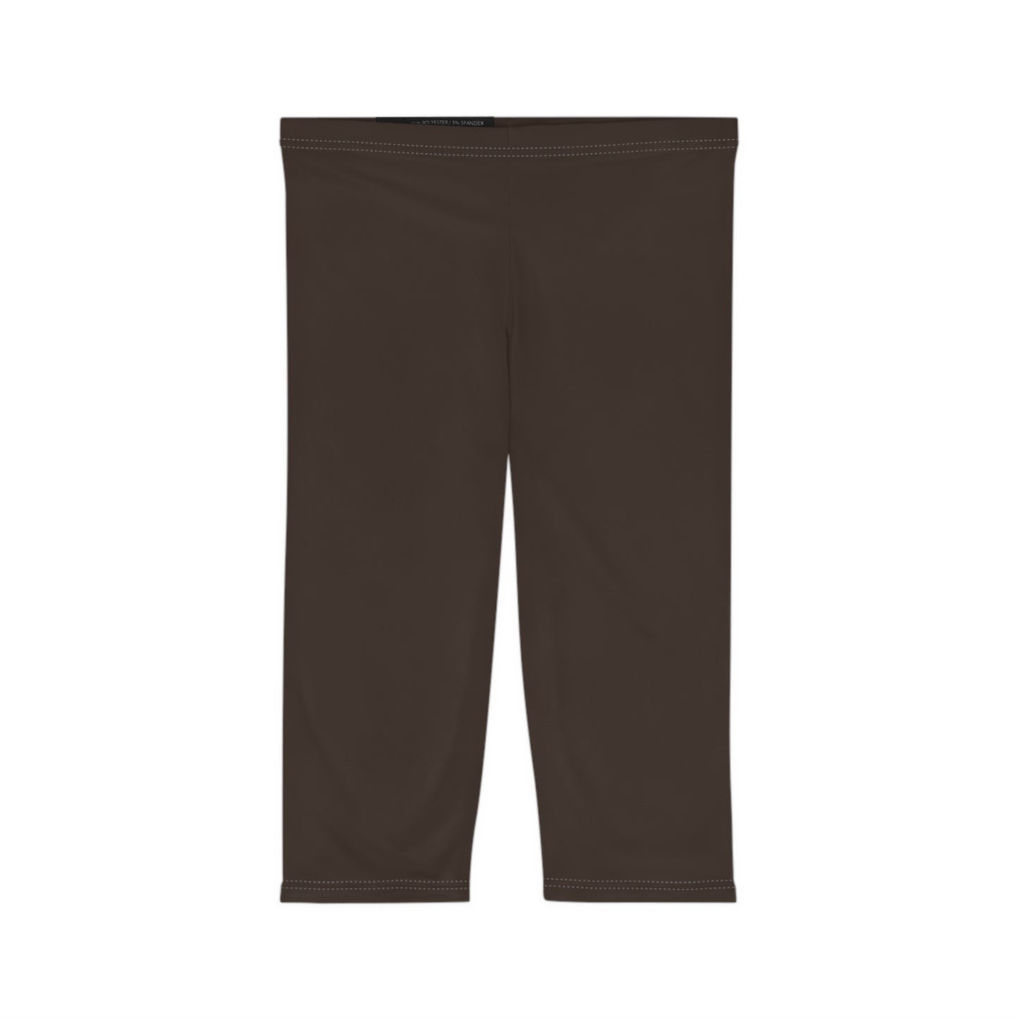 Deep Mocha Color Women's Brushed Suede Poly Span Casual Capri Leggings XS-2XL
