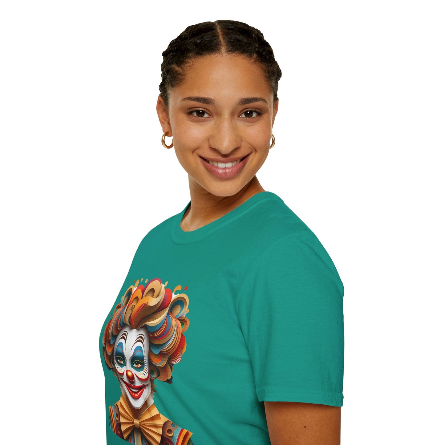 Unisex Clown Shirt Funny Man Circus Tee Short Sleeve Gildan Softstyle 64000 Cotton