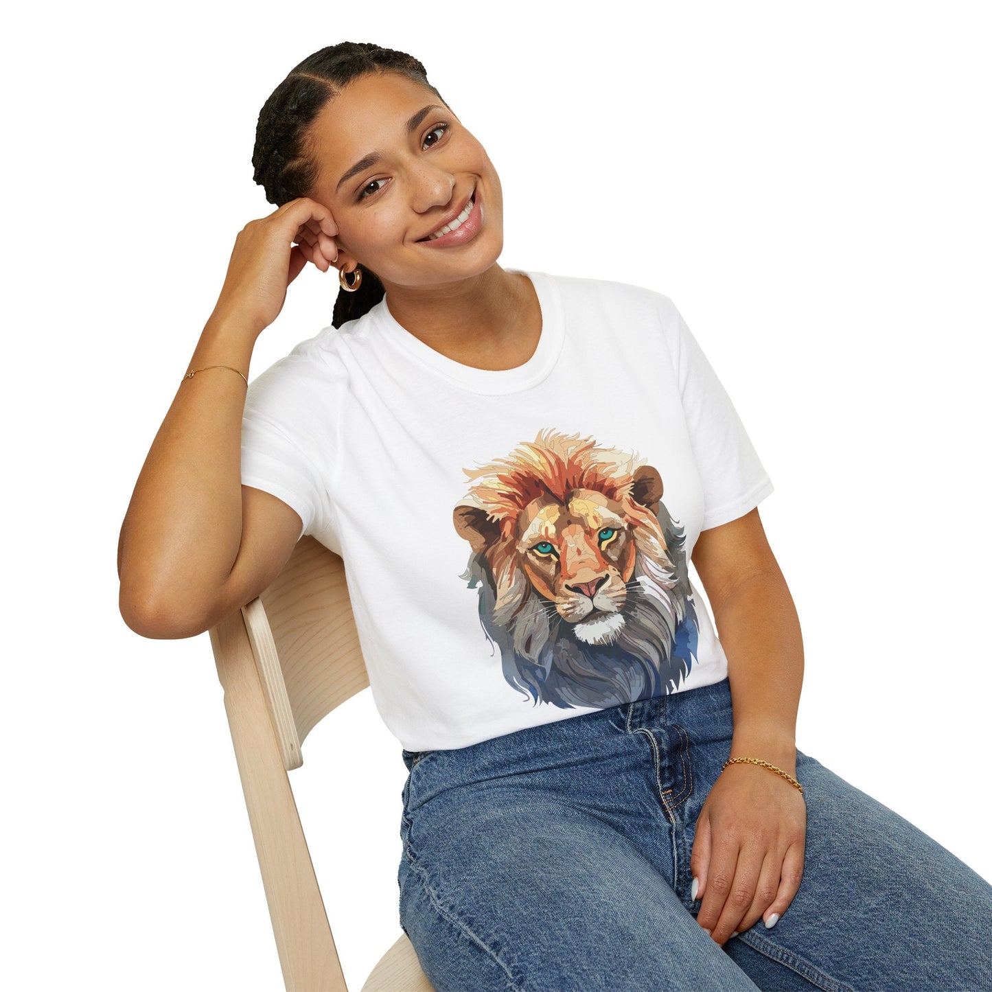 Floral Lion Shirt Unisex Tee Softstyle Gildan 64000 Comfort Fit