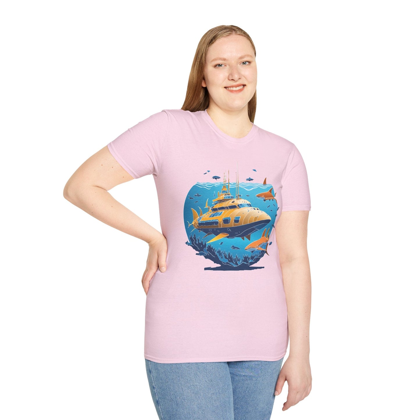 Ocean T Shirt Unisex Gildan Softstyle 64000 100 Percent Cotton Ring Spun U Boat Design Graphic