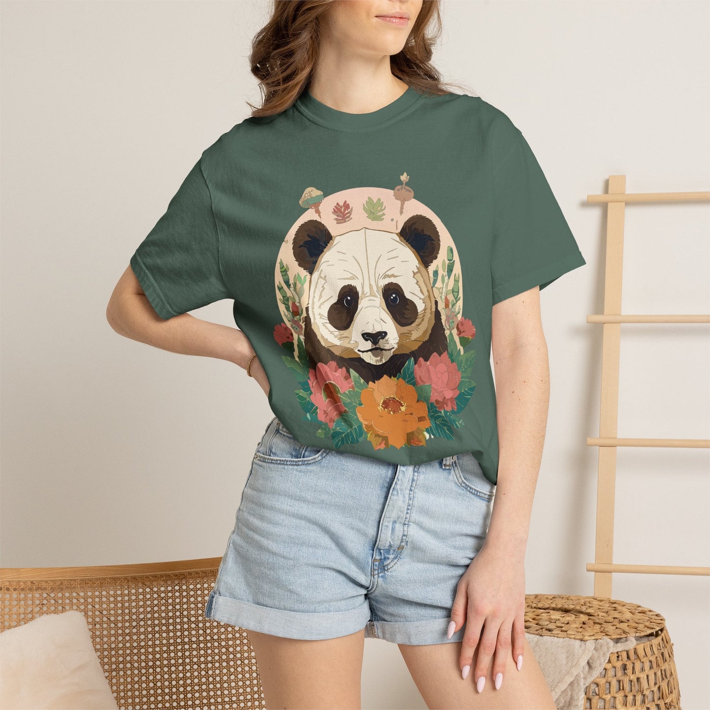 Panda Portrait Graphic T-Shirt Unisex Cotton Floral Animal Art Tee p2