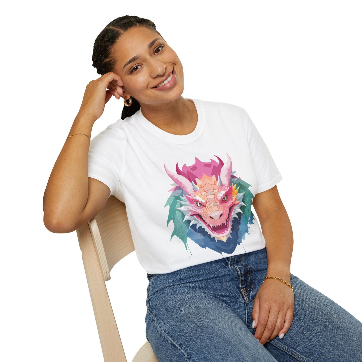 Dragon Graphic Unisex Cotton Softstyle Art Design Tee With Animals 28