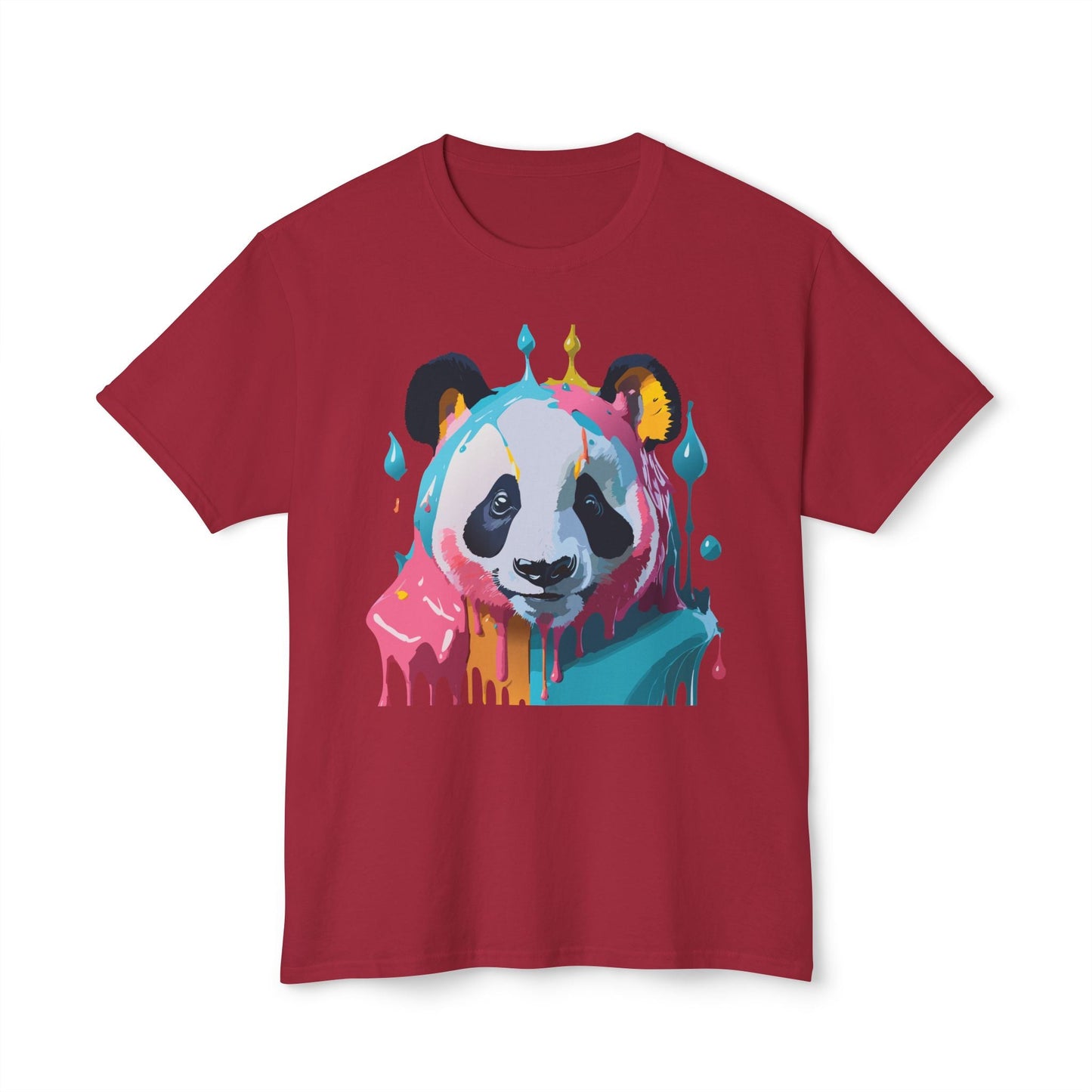 Unisex Panda Art T Shirt With Floral Design Print In HD Cotton 100 Percent USA Made