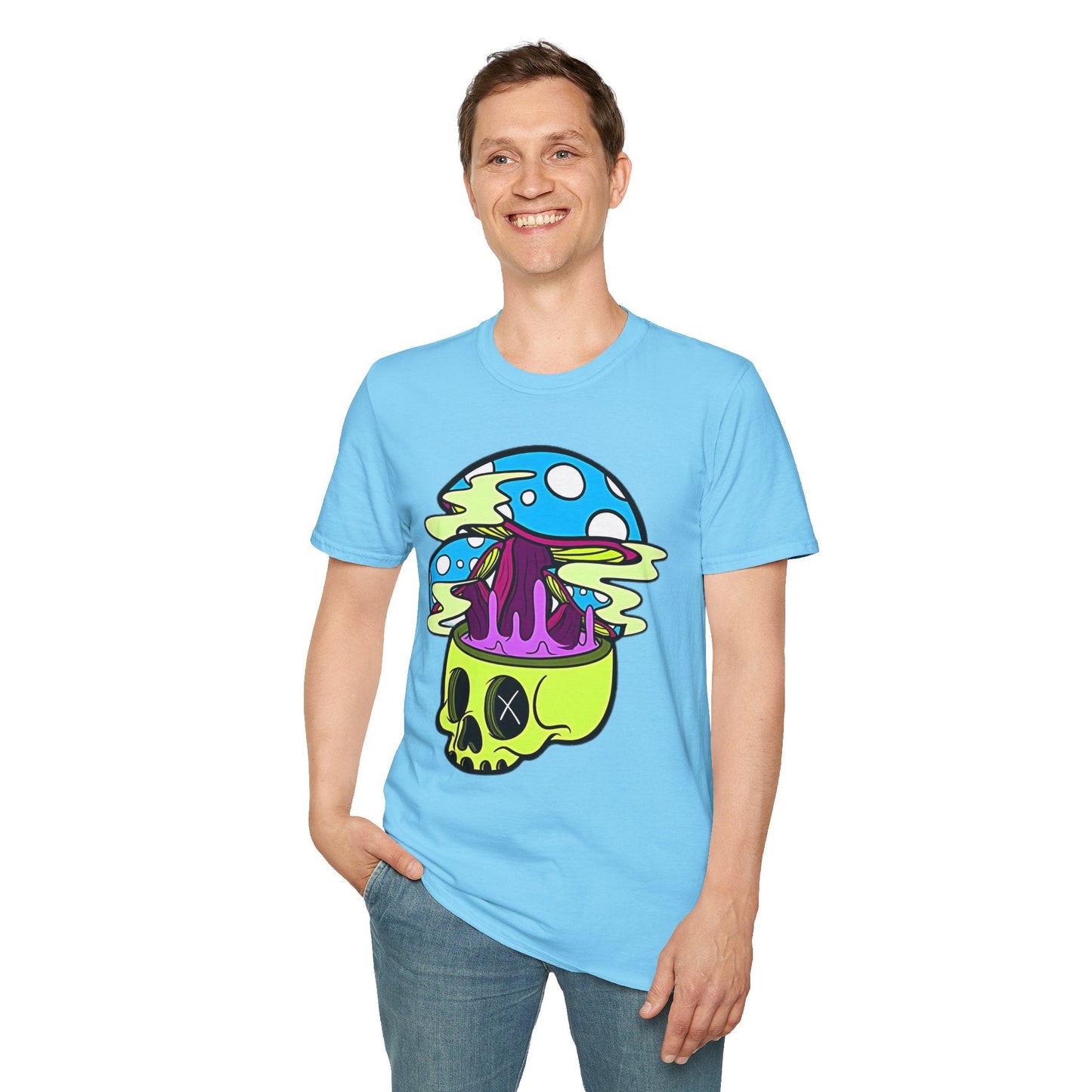 Skull Tee Shirt Unisex Skeleton Shirt With Art Design Gildan Softstyle Cotton Tee