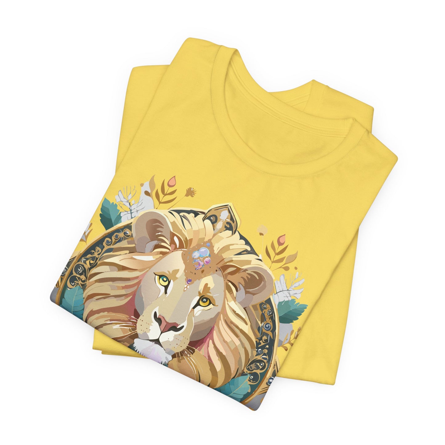 Unisex Lion Graphic Tee, Animal Shirt, Tee Shirt with Lion, Medallion T-Shirt, Animal Medallion Tees 2