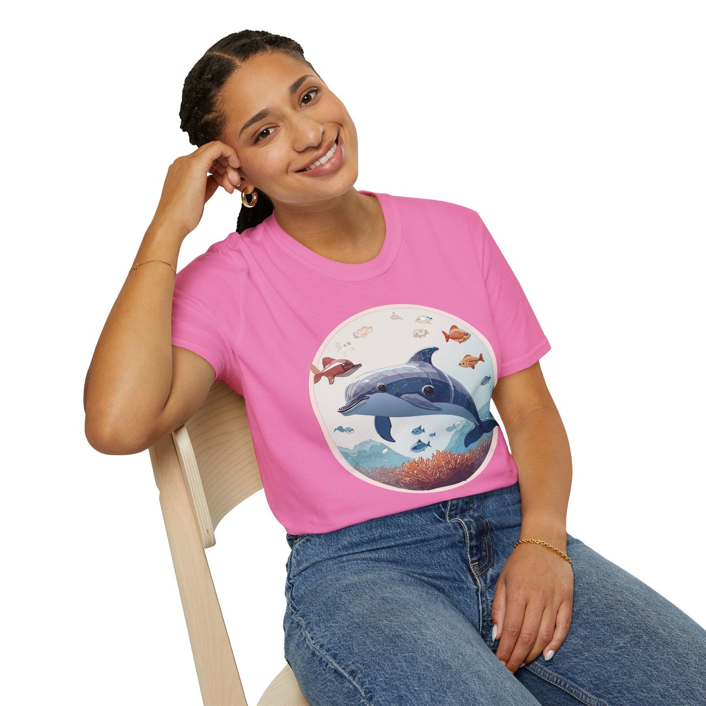 Dolphin Shirt Unisex Softstyle Tee One Hundred Percent Ring Spun Cotton Lightweight Comfort