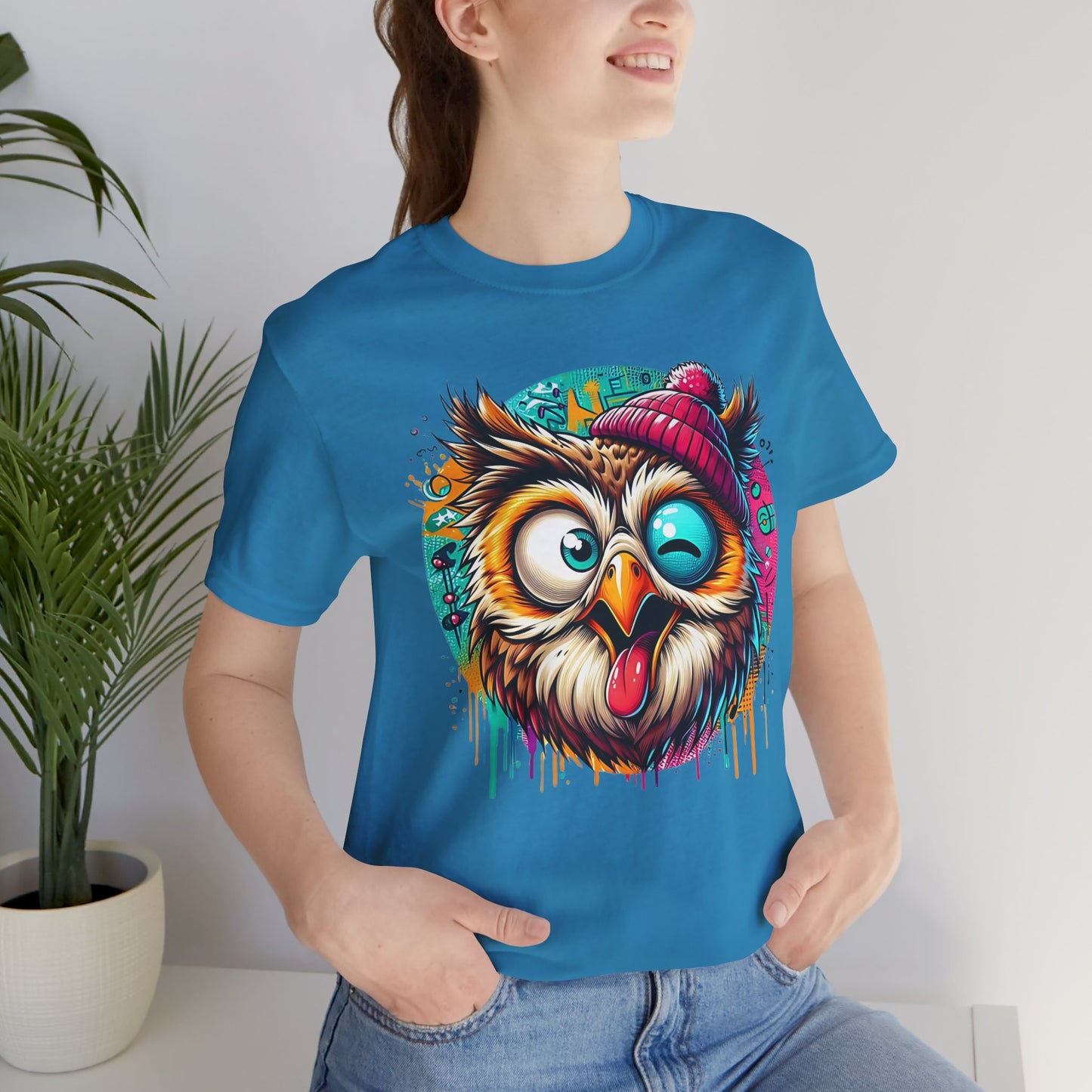 Colorful Owl Graphic Tee, Fun Owl Shirt, Funny Bird Shirt, Cute Cartoon Tees, Animal T-Shirt, Animal Tees, Art Design T-Shirt