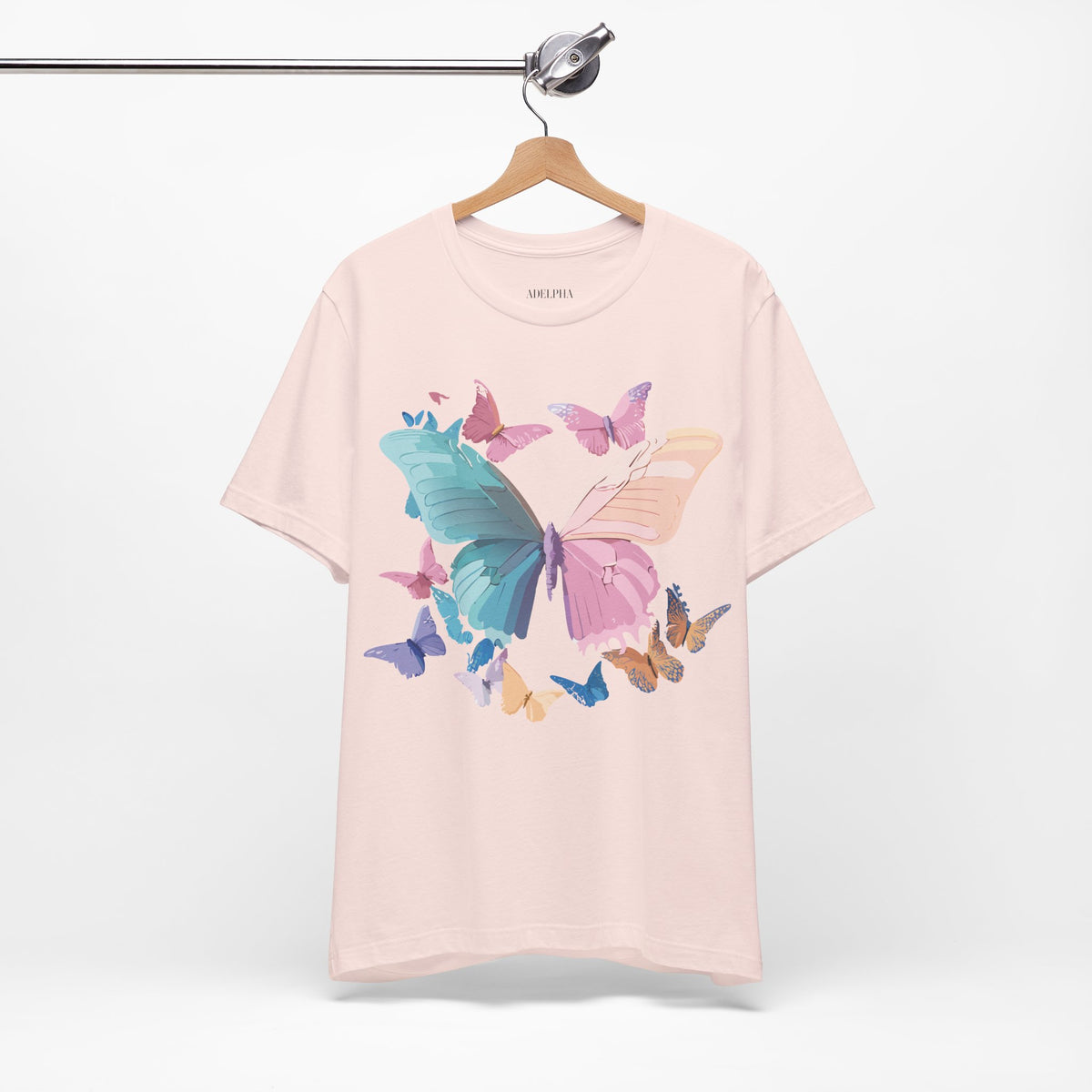 Butterfly Graphic Unisex Cotton Bella+Canvas Tee with Floral Art Design m03